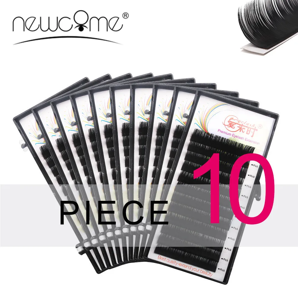 NEWCOME 10 Cases All Size Eyelashes Extensions Soft Eye Lashes BCD Curl Korea Silk Individual False Fake Eyelash Makeup Tools