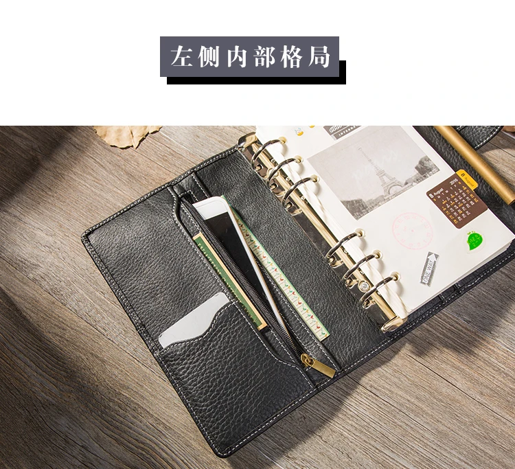 Yiwi Бизнес A6 личные планировщик 6 с отрывными листами, спиральный Binder натуральная кожа планировщик подарок на день рождения