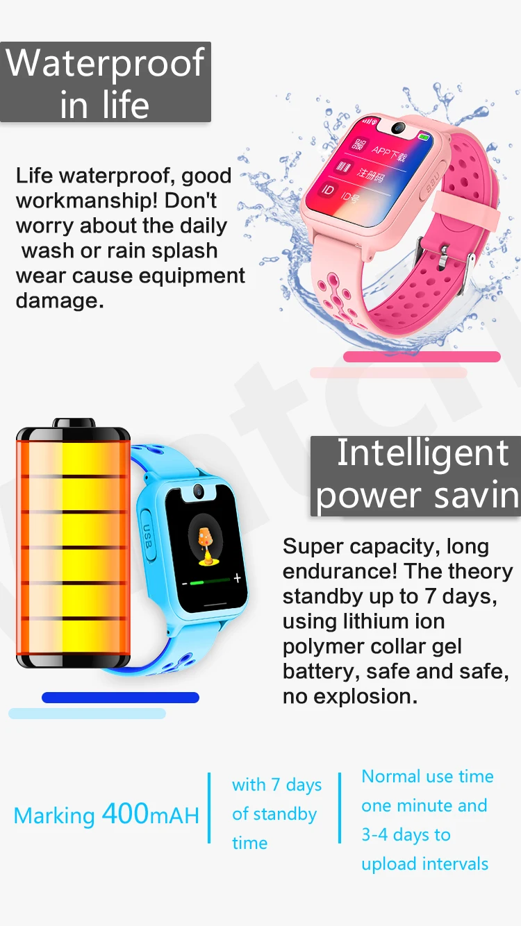 SOS кнопка вызова гео-забор сенсорный экран с камерой и фонариком Дети gps часы |