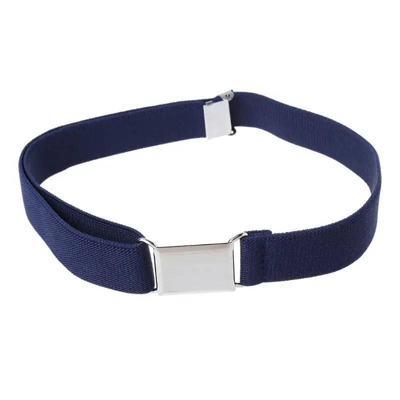 Navy Blue Детские однотонные тканевые ремни унисекс для мальчиков и девочек; регулируемый эластичный пояс - Цвет: Navy Blue