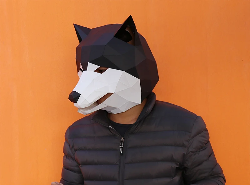 3D стереоскопические геометрические бумажные маски Akita для собак сделай сам