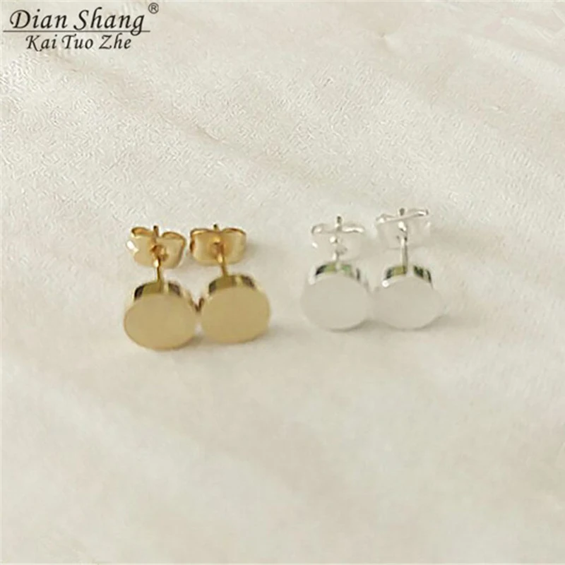 Женские серьги пусеты Круглые Гладкие золотого и серебряного цвета украшения в