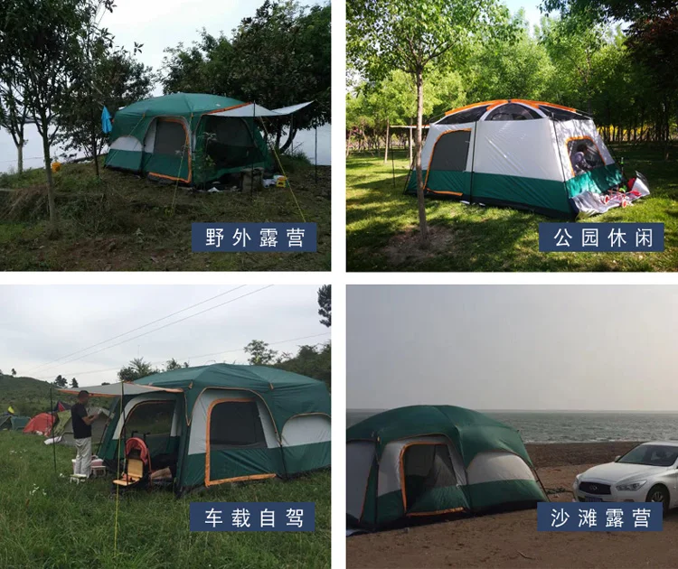 Bestellen Neue Ultra Doppel Schicht 8-12 Person Verwenden Stroung Wasserdicht Winddicht Familie Party Camping Zelt