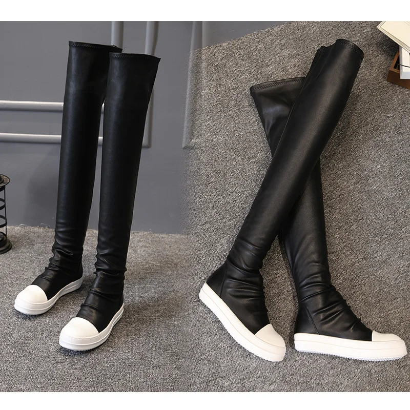 Модные женские ботфорты 2017 высокие сапоги до бедра на платформе длинные толстой