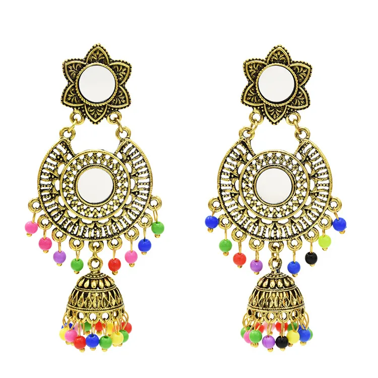 Индийские серьги Jhumka окисленное золото египетские колокольчики большое