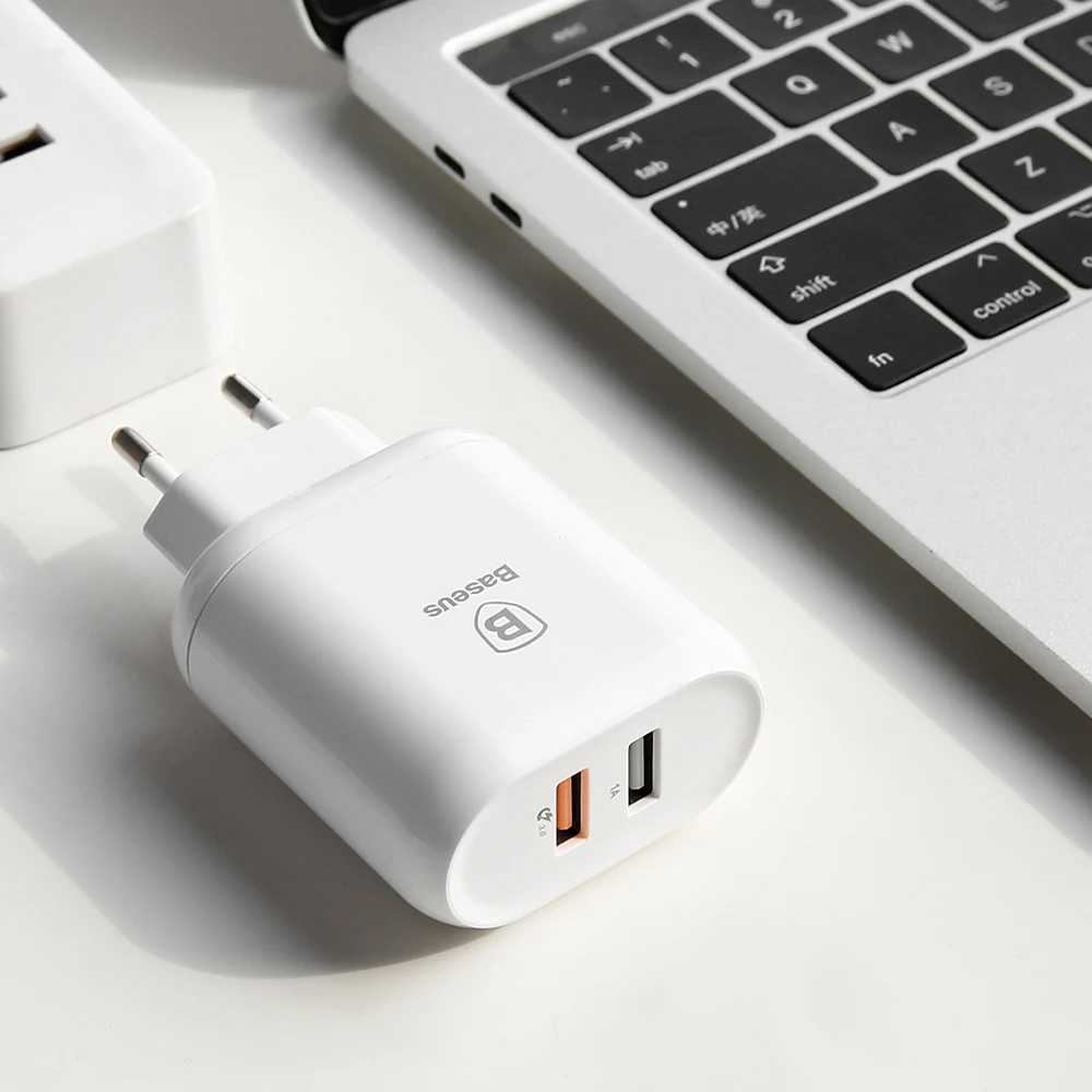 Baseus Bojure серия EU Plug Dual USB QC3.0 быстрое зарядное устройство 23 вт универсальное для