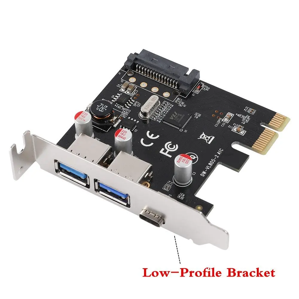 USB 3.0 Type-C PCIe Плата расширения PCI-e к 1 Type C и 2 A 3 адаптер PCI Express контроллер