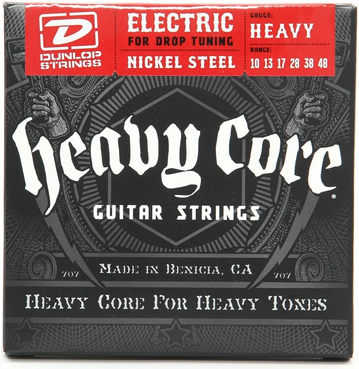 

Dunlop Heavy Core NPS Electric Strings, Heavy 10-48, Heavy 11-50, Heaviest 12-54, Heavy 7-strings 10-60