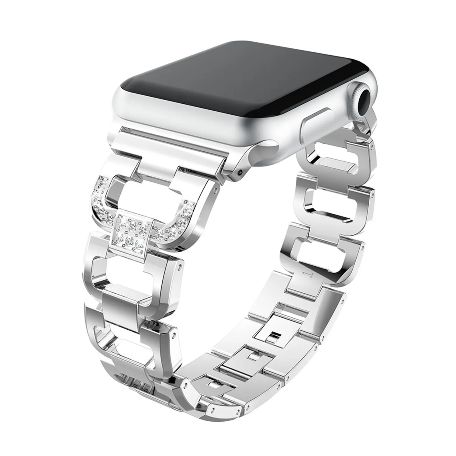 Ремешок из нержавеющей стали для Apple Watch 44 мм 42 40 38 сменный Браслет со стразами Series