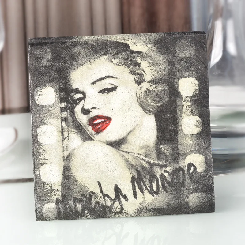 Ретро Цвет Стиль портрет Салфетка Печать столовых Бумага отель чашки цветок