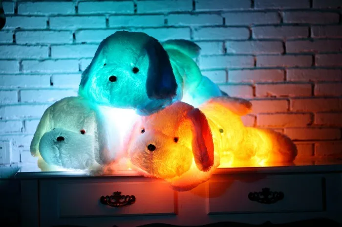 35/50 см Kawaii световой собака плюшевая Тедди Куклы игрушки Красочная светодиодная