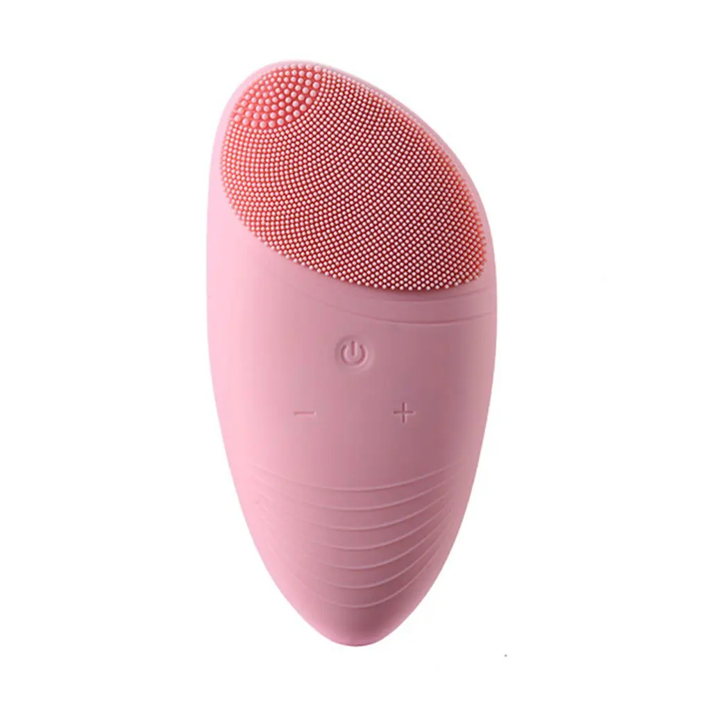Pink Мини электрическая силиконовая кисть для лица Очищающий Инструмент ультразвуковая Красота оборудование для массажа лица щетка-очиститель кожи - Цвет: Pink