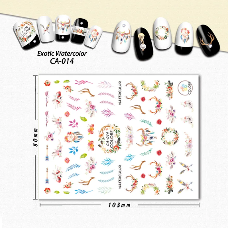 Наклейки для ногтей Wyuen Fashion Art Tips Exotic Dreamcatcher 3D Transfers с изображением перьев для женщин CA-014.