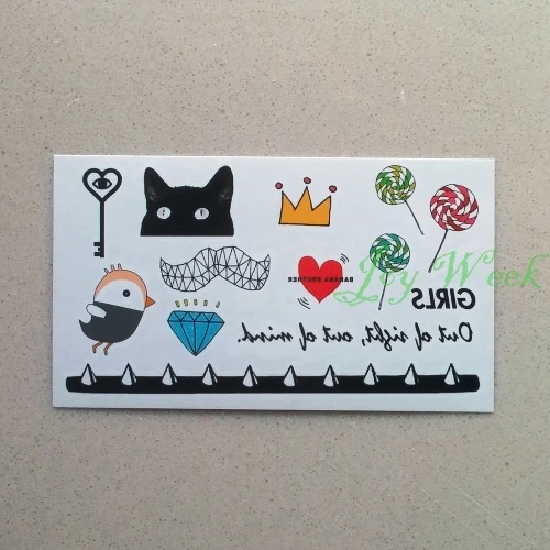 Водостойкая временная татуировка свежий милый кот тату наклейки флэш