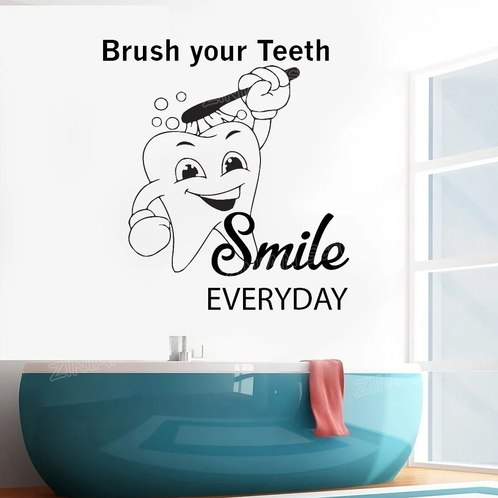 

Dental Clinic Quote Wall Decal Dentist Smile Wall Art Stickers Decals Bathroom Waterproof Home Decor Teeth Tooth Wallpaper Z737