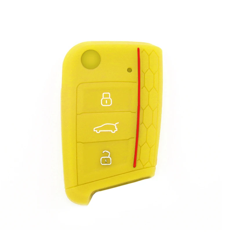 Yellow Чехол для ключей автомобиля, силиконовый чехол для VW Golf 7 MK7 VII Tiguan Polo Skoda Octavia A7 Kodiaq Seat Ateca Leon - Название цвета: Yellow