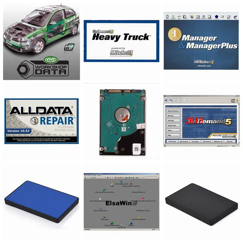 Alldata HDD 23in1 1 ТБ жесткий диск 10 53 Авто Ремонт Программное обеспечение Mit/chell OD5 2015V