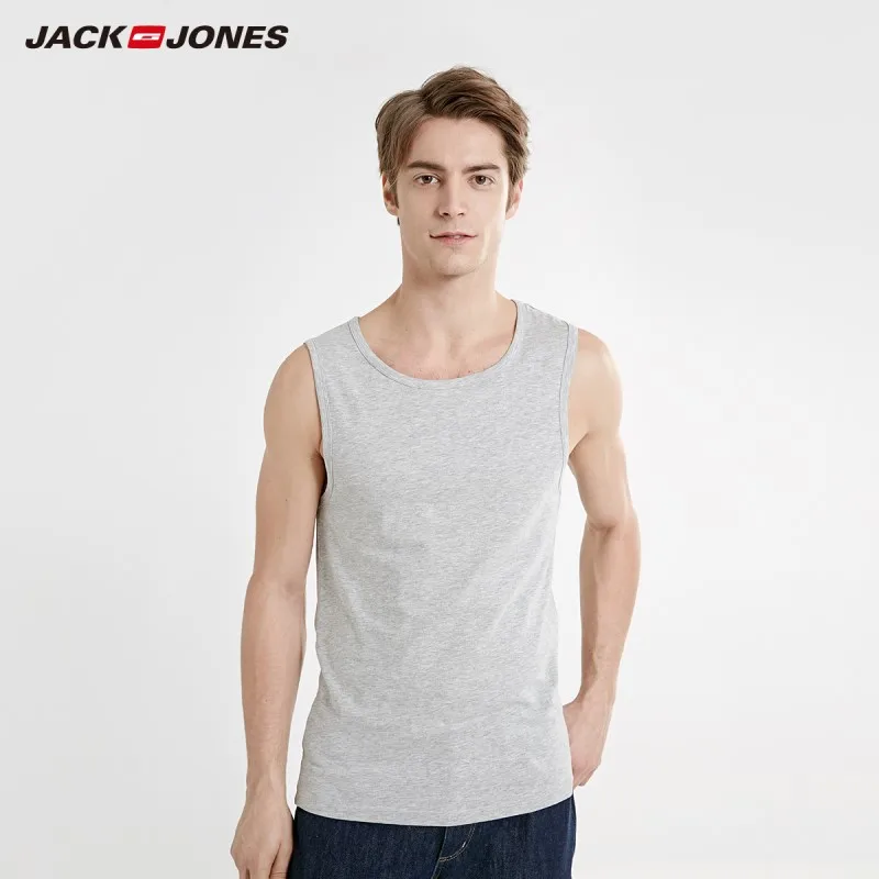JackJones Мужская эластичная хлопковая Футболка вязаная майка с бретельками одежда для отдыха Домашняя одежда футболка мужская одежда E | 219191501