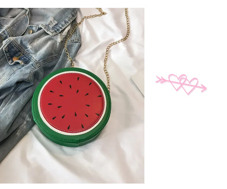 Fun Fashion Fruit Design Peach Watermelon Avocado Pu Leather Ladies Shoulder Bag Tote Crossbody Mini Messenger Bag Flap Handbag