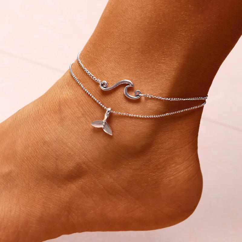 Трендовые волнистые ножные браслеты с хвостом русалки для женщин цепочка ног