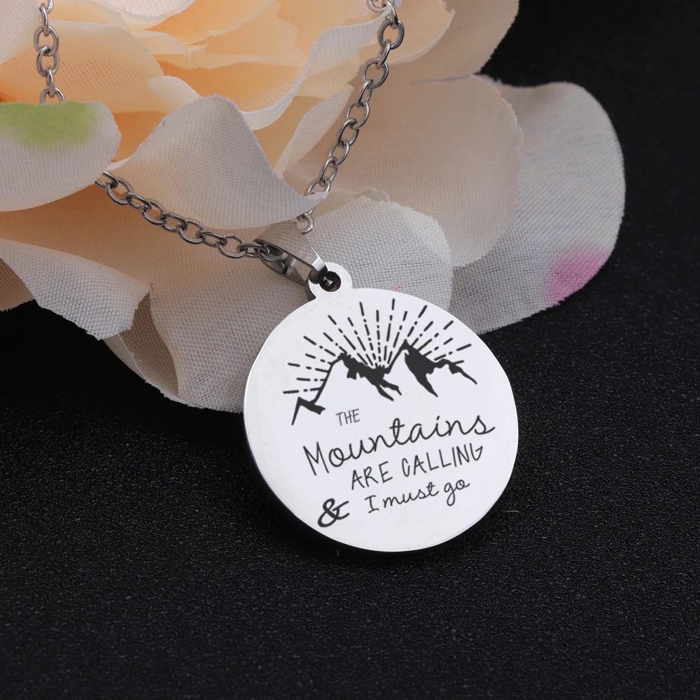 Шикарный новый дизайн кулон с надписью ожерелье Выгравированные горы звонят и я
