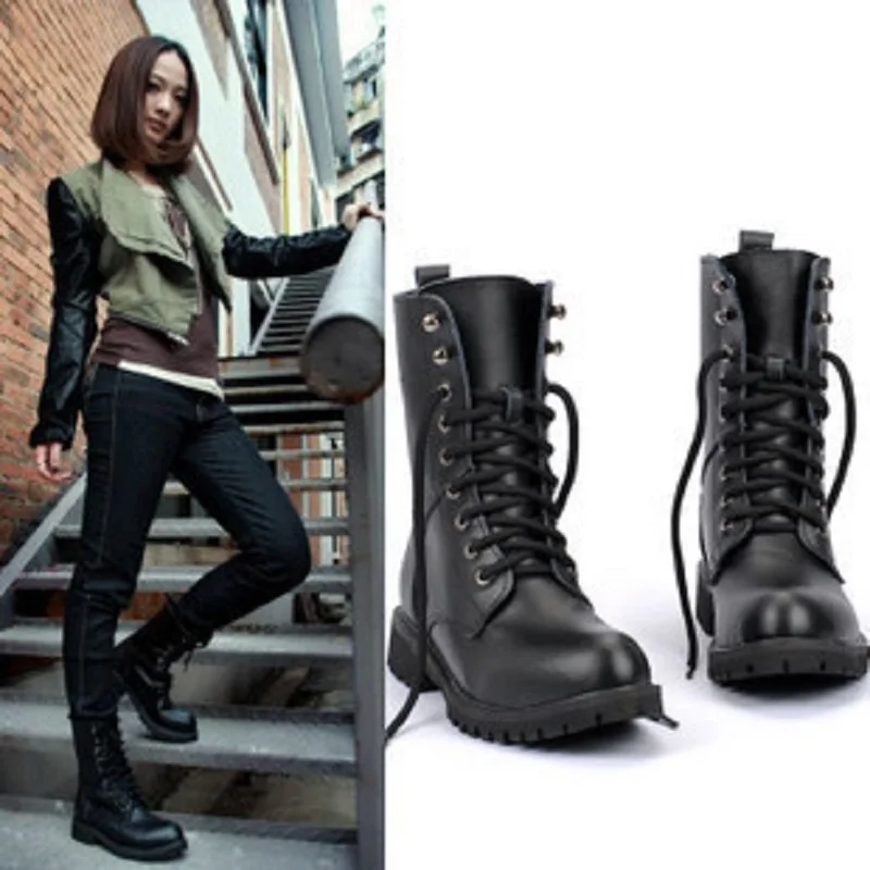 Ботинки мартинсы женские мотоциклетные ботинки на плоской подошве красивые