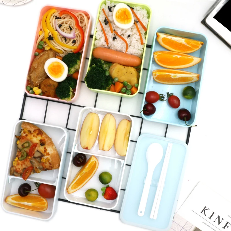 Ланч бокс для детский пищевой контейнер двухслойный СВЧ Япония Bento коробка