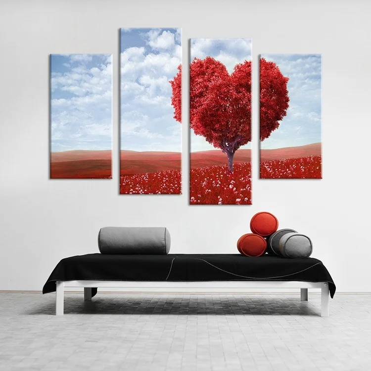 4 шт. без рамки красное дерево настенная живопись пейзаж холст картина домашняя