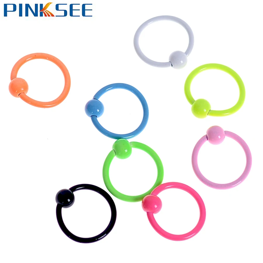 Разноцветное кольцо с бусинами для пирсинга 19 г носа и уха Козелка хрящевой губы