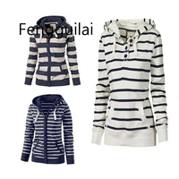 large size long sleeve striped coats fashion casual full new style spring hoodies sweatshirt for women plus size s 4xl
