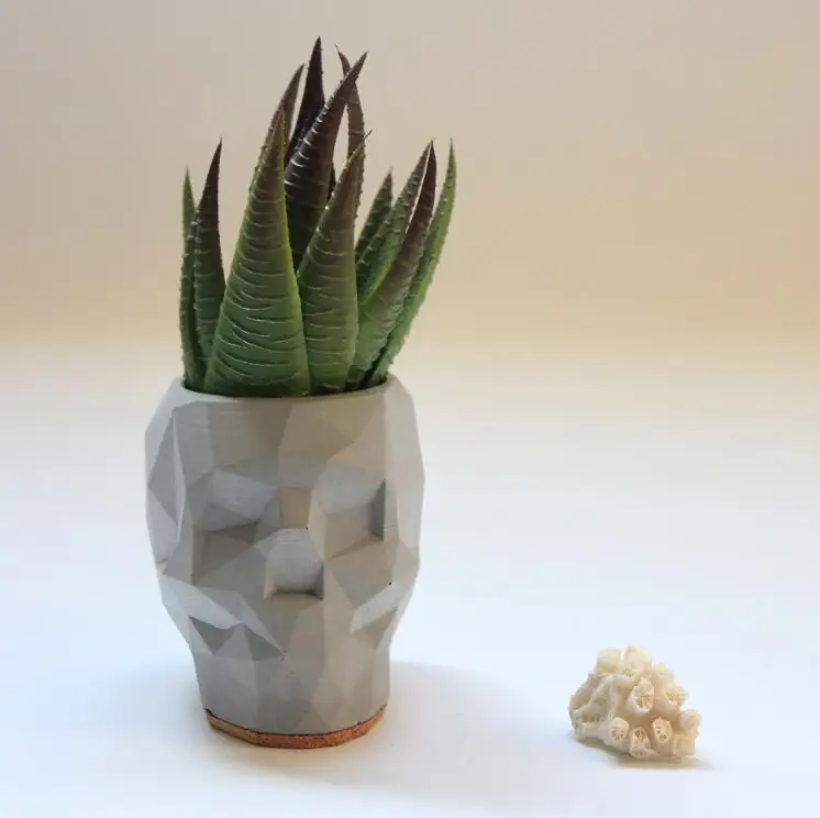 s8326 Silica gel Geometric Skull flower pot molds Concrete silicone concrete holder cement moulds | Дом и сад