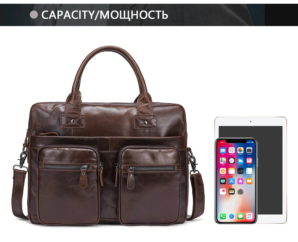 MVA мужской портфель из натуральной кожи, 14 дюймов, сумка для ноутбука, модная деловая Мужская сумка из коровьей кожи, сумка на плечо