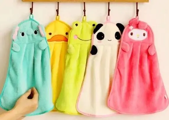 6 шт./лот оптовая продажа флисовое полотенце для рук подвесное мультяшный рисунок