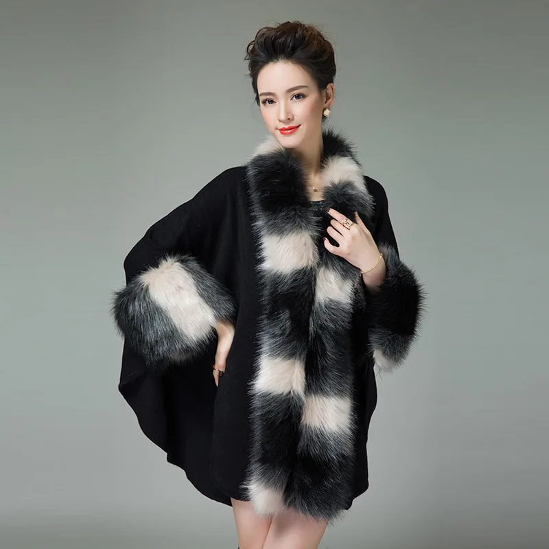 Зимнее меховое 2017 элегантное женское разноцветное пальто из искусственного меха