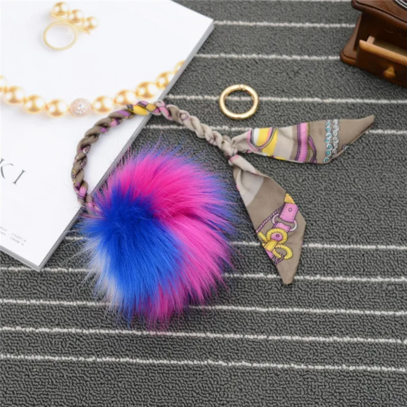 Высококачественный брелок с помпоном из искусственного меха кольцо для