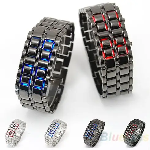 

Men Women Lava Stainless Steel LED Digital Quartz Bracelet Watch Wristwatch Electronics Luxury Business Simple 2018 Hot sale