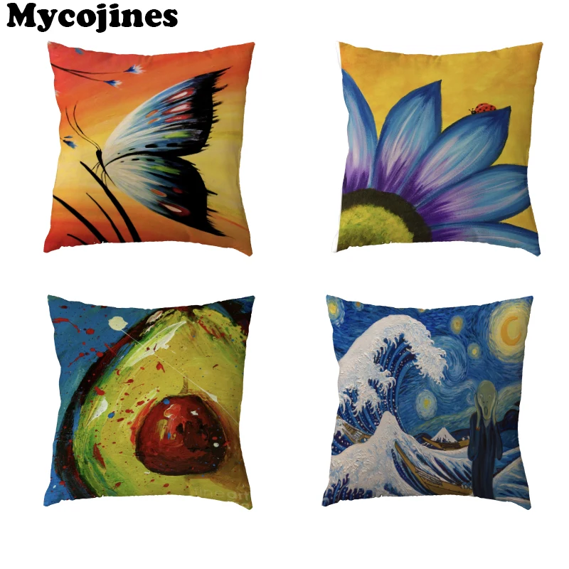 

Affordable Nice Cushion Cover Peacock Flowers Pillow Covere Butterfly Dog Bird Cushion Case Home Sofa Decoration Throw Pillows