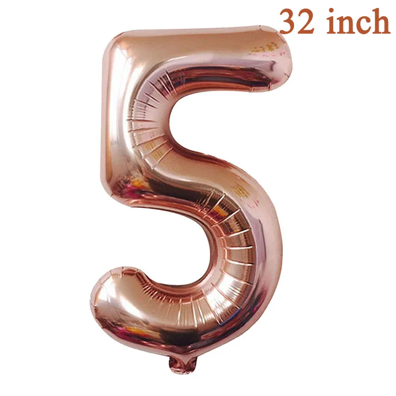 rose gold 5 32 дюйма количество Фольга шар для маленьких мальчиков и девочек с днем рождения мой первый 1st вечерние украшения для детей и взрослых Единорог поставки 2nd на возраст 3, 4, 5, 6, 7 - Цвет: rose gold 5