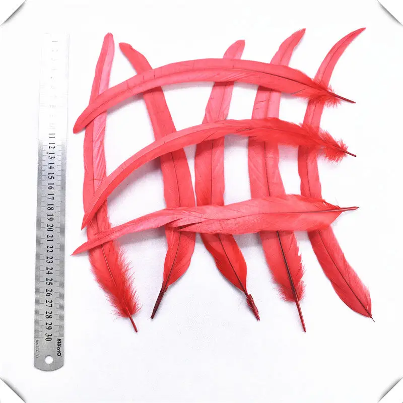 25-30CM Красивые 20 шт 16 видов Красного фазана петуха курица утка перо 5-30 см Страус Павлин индейка и гусь перья поделки - Цвет: 25-30CM
