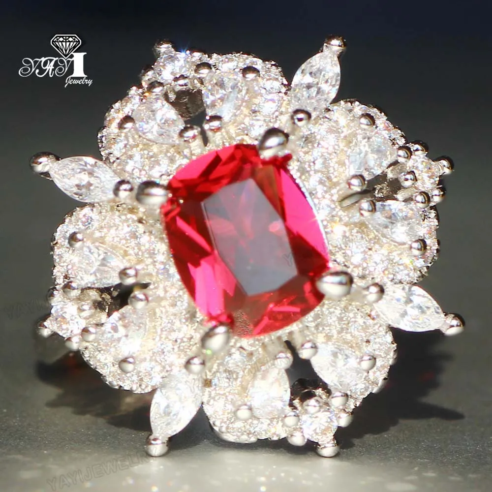 Ювелирные изделия YaYI Принцесса Cut 8 4 CT красный цирконами серебряные Цвет