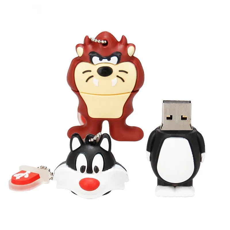 Серия с персонажами из мультфильмов о животных кошка Лев Кролик USB 2,0 usb флеш-накопитель 128gb флеш-накопитель 4GB 8GB 16GB 32GB 64GB флеш-накопитель в подарок