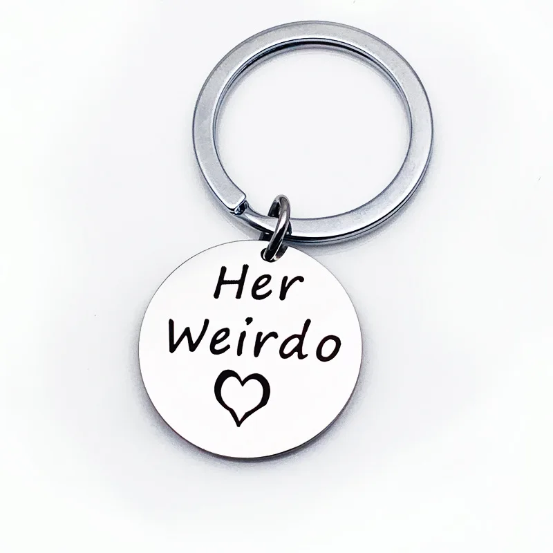 Модное кольцо для ключей из нержавеющей стали новинка его Crazy / Her Weirdo брелок пары