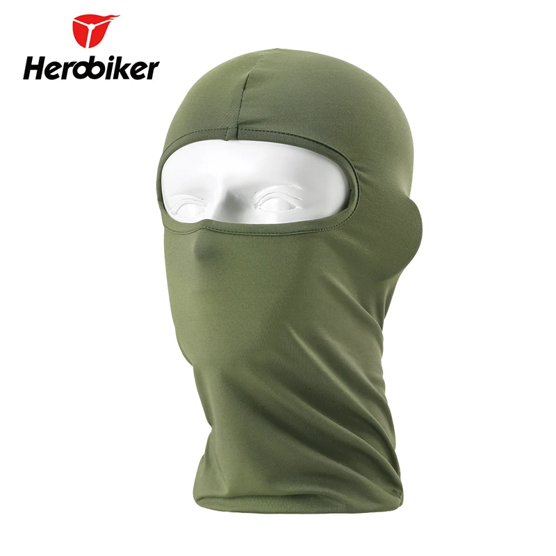 HEROBIKER мотоциклетная маска для лица термальная синтетическая шелковая ультра тонкая Лыжная маска для лица капюшон шлем Балаклава Шляпа головной убор мотоцикл - Цвет: Army green