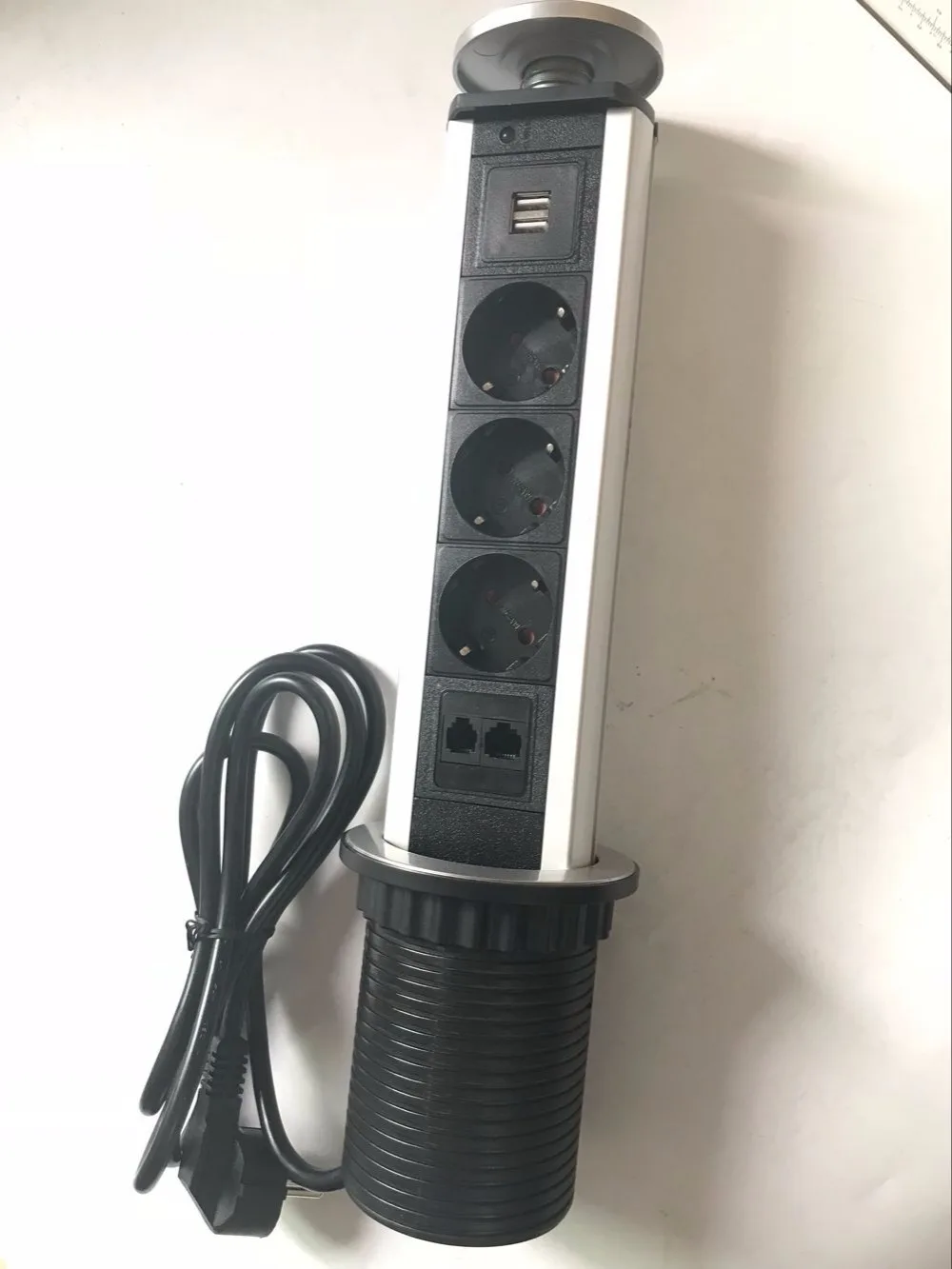 Индивидуальные данные интернет rj45 rj11 тел всплывающая розетка скрыта в столе, когда нет использования с тремя мощность 2 Зарядка USB светодиодный светильник