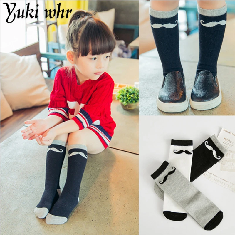Cotton Socks Fashion Cute Mustache Black grey mustache Boys Kids Baby Long knee high for Children boy|socks kids|boys socksboys fashion socks |