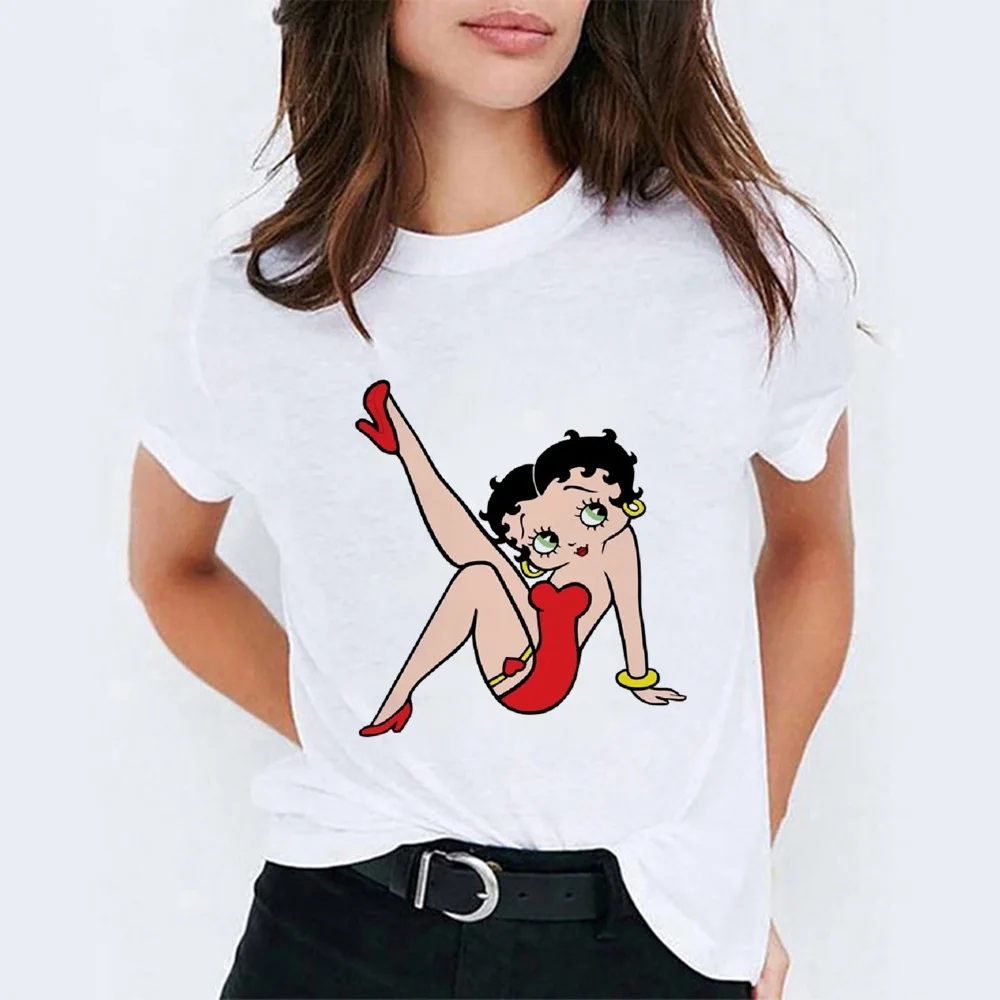 WH Женская летняя футболка Betty boop, модная женская футболка tumblr из хлопка с коротким рукавом, подарок для вашей девушки, vogue femme - Цвет: WH