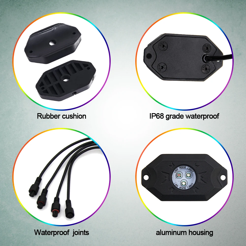 CO светильник 4 шт. RGB светодиодный светильник s 9 Вт RGB Bluetooth приложение управление синхронизацией и музыкой и мигающий светильник s& подземное колесо задний светильник