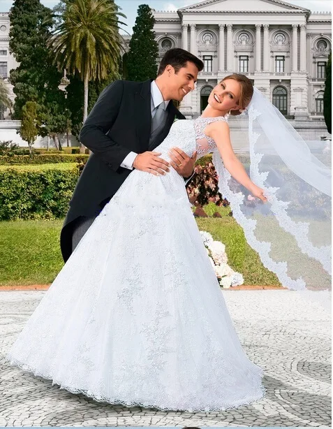 vestido de noiva 2015 See Through Back Lace Wedding Dress Romantic Dresses Gown 2017 renda | Свадьбы и торжества