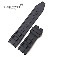 carlywet 26mm wholesale black waterproof high quality silicone rubber replacement watch band belt strap