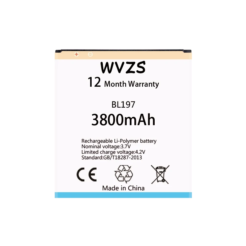 Wvzs 3800 мАч литий-полимерный аккумулятор Батарея BL197 для lenovo S720 S720I S750 S870E S868T S889 A800 A820